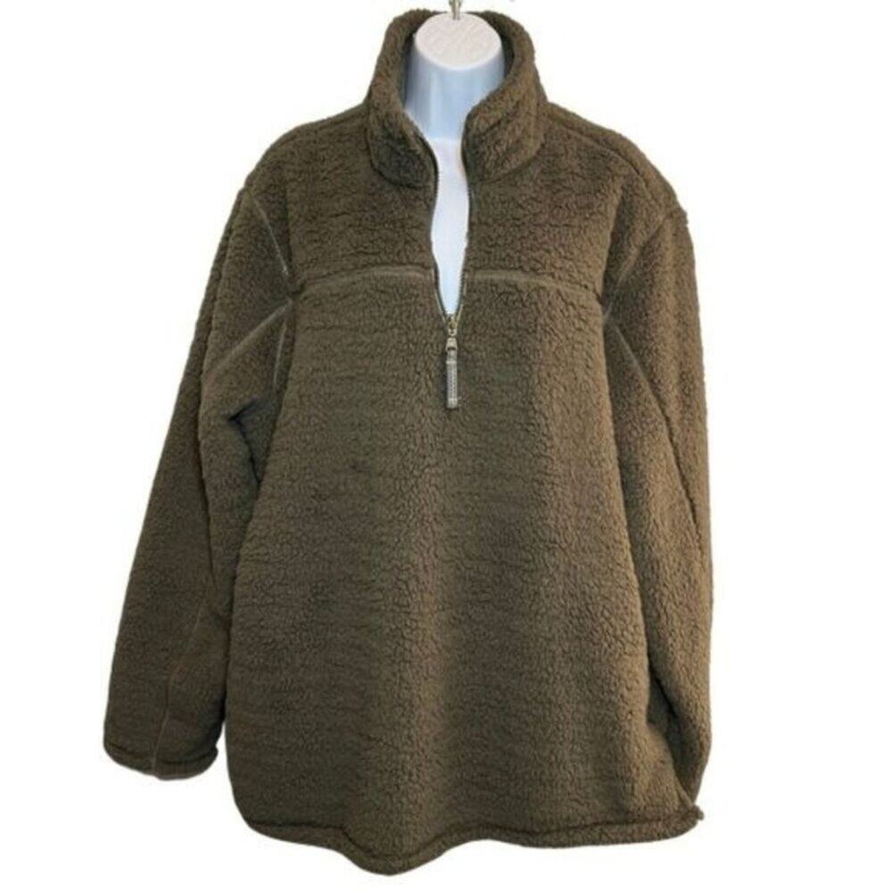Alpine Sherpa Olive Green XL 1/4 Zip Fleece Pullover Jacket
